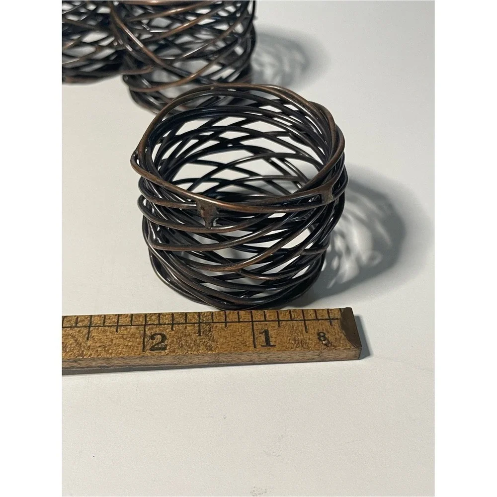 Set of 4 Woven Rattan Napkin Rings - Dark Brown
